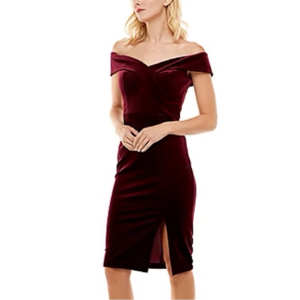 Premier Amour Burgundy Velvet Dress